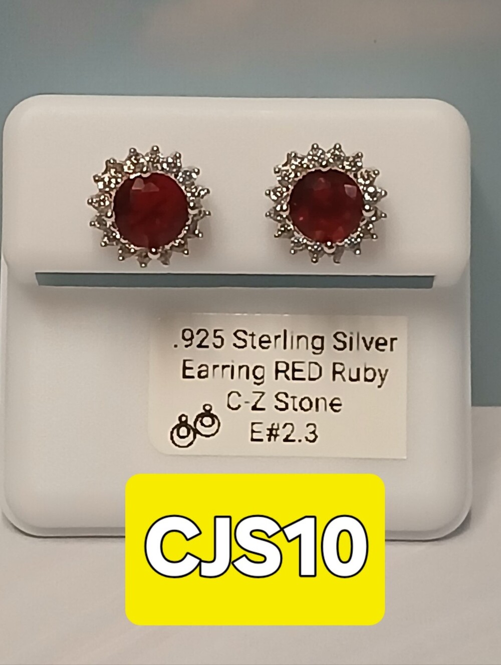 Sterling Silver Red Ruby CZ Halo Stud Earrings